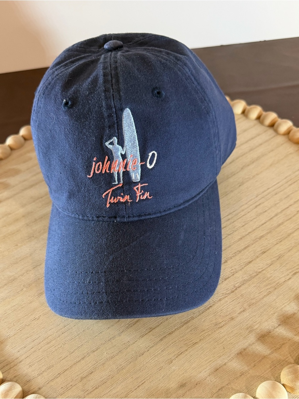 Johnnie-O Twin Fin Surf Hat Navy Blue Pukka Embroidered Adjustable Cap